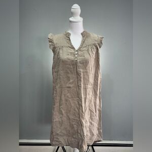 SALE! Tan Rosemarine Ruffle Linen Dress Size M EUC